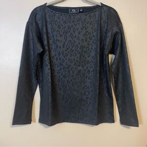 G by Giuliana Black Leopard Print Top Size XS